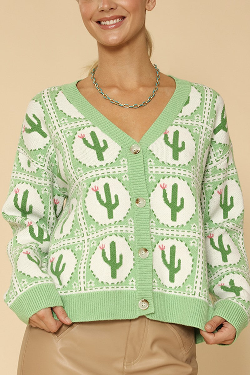 Cactus tiled knit cardigan – Miss Sparkling