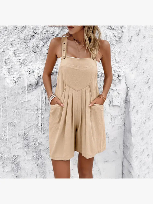 Casual  Linen Overalls Adjustable Straps