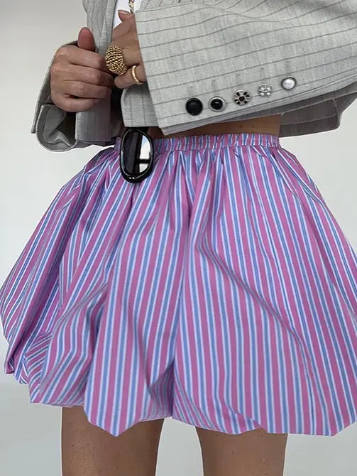 Striped Bubble Mini Skirt
