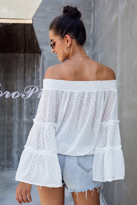 Swiss Dot Off The Shoulder Top