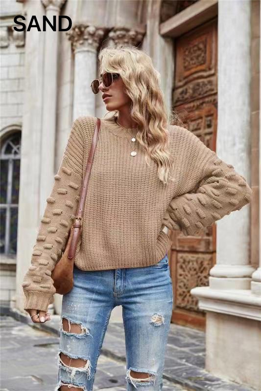 Lantern sleeve casual sweater