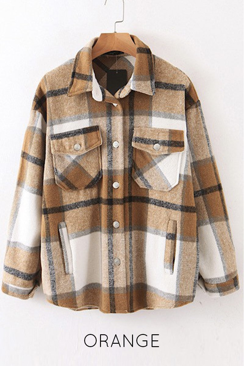 Oversized plaid flannel jacket