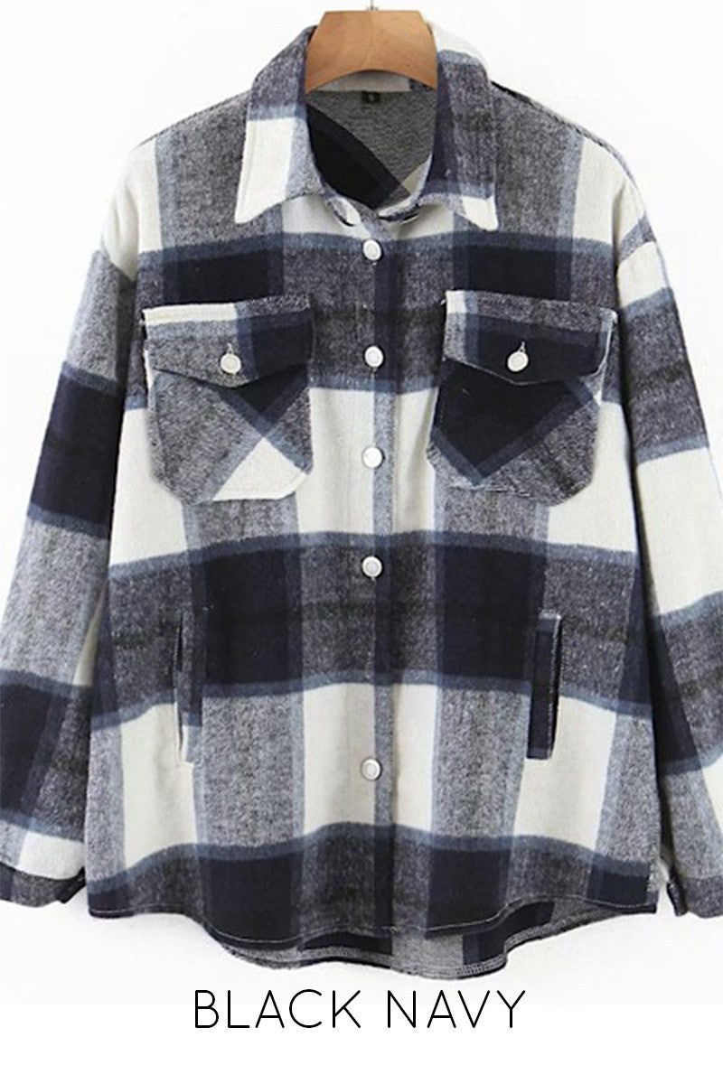 Oversized plaid flannel jacket