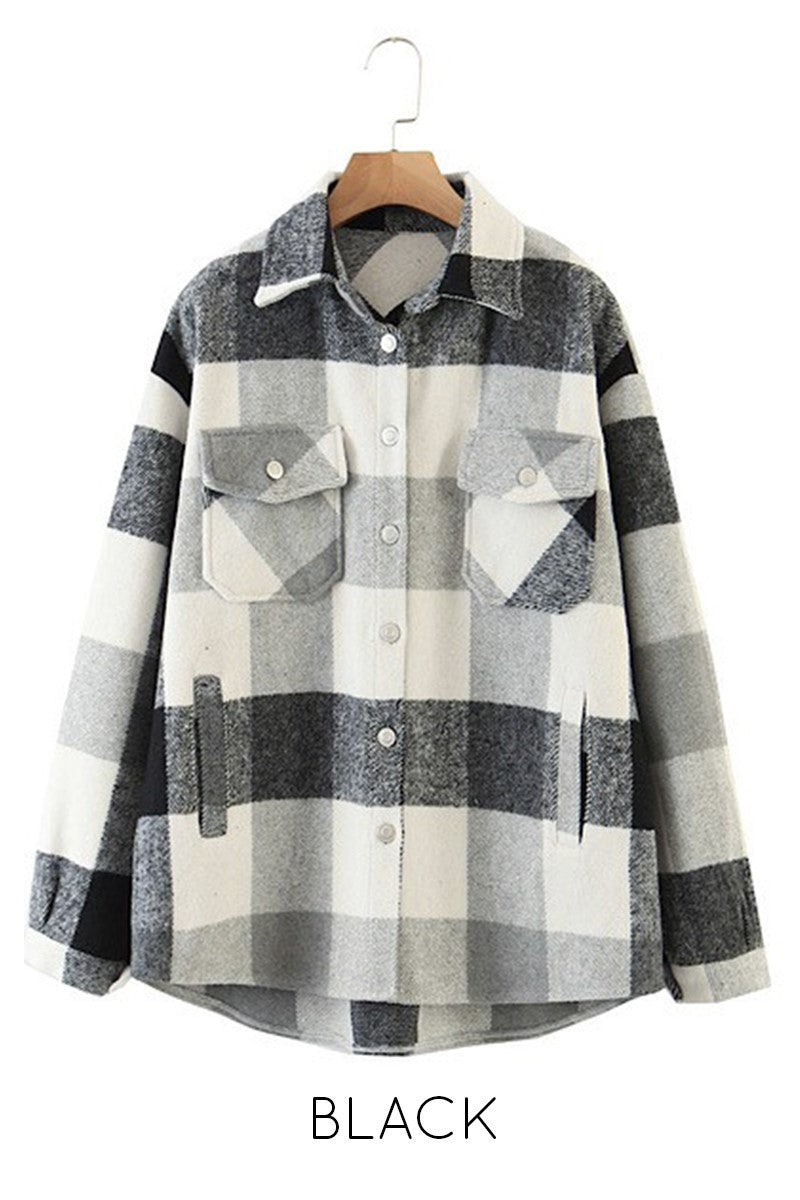 Oversized plaid flannel jacket