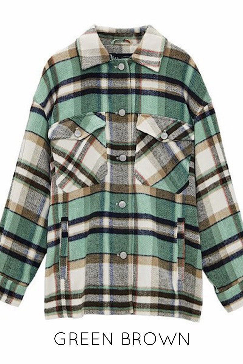 Oversized plaid flannel jacket