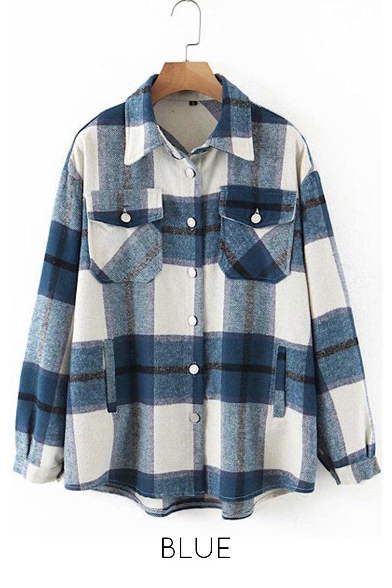 Oversized plaid flannel jacket