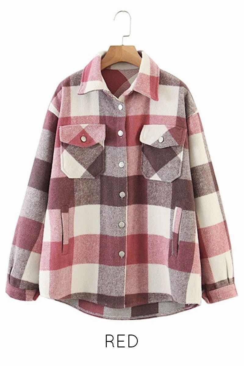 Oversized plaid flannel jacket