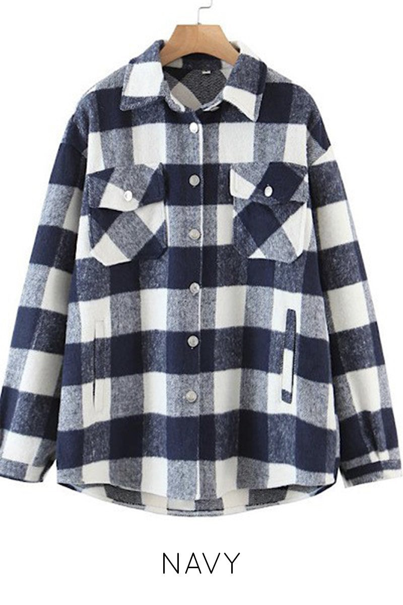 Oversized plaid flannel jacket