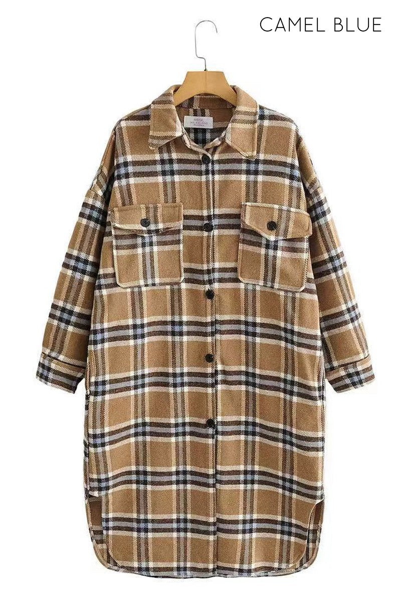 Long plaid flannel coat