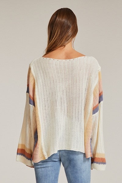 Striped Lightweight Bell sleeve top