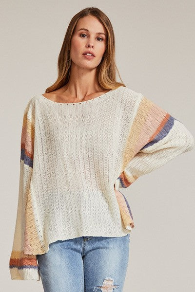 Striped Lightweight Bell sleeve top