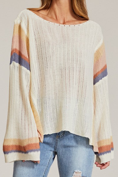 Striped Lightweight Bell sleeve top