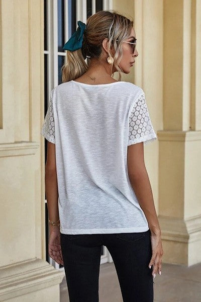 V neck top with lace detailing