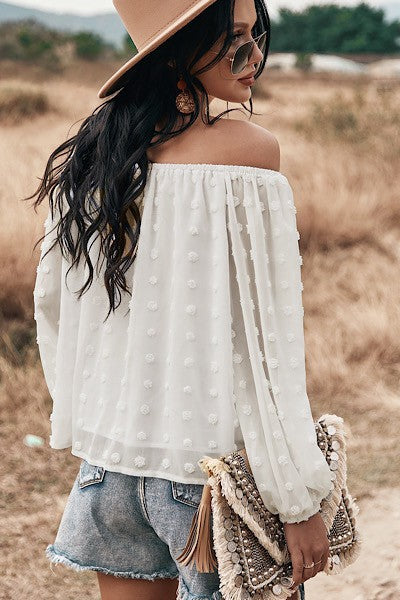 Off shoulder dotted top