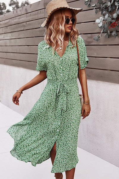 Buttoned floral Print Dress