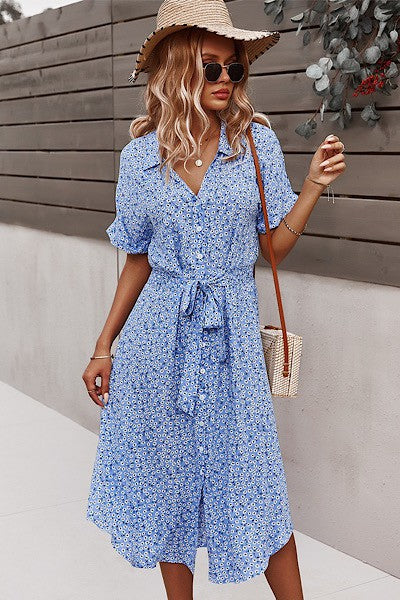 Buttoned floral Print Dress