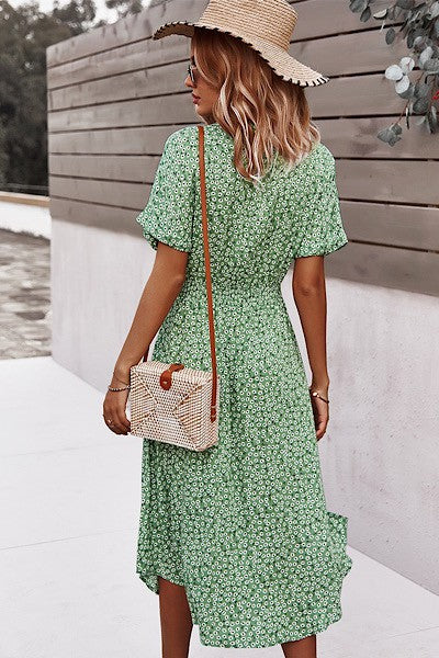 Buttoned floral Print Dress