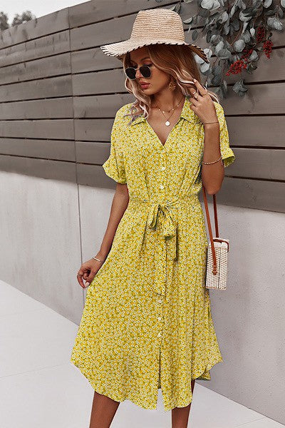 Buttoned floral Print Dress