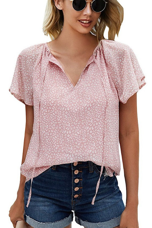 Front Tie Top V-Neck