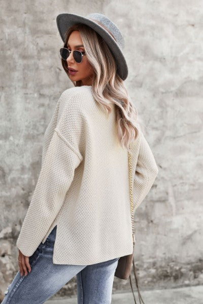 Half button front knit sweater