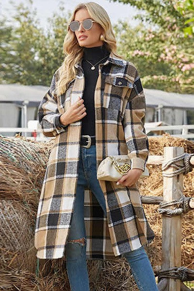 Long plaid coat jacket