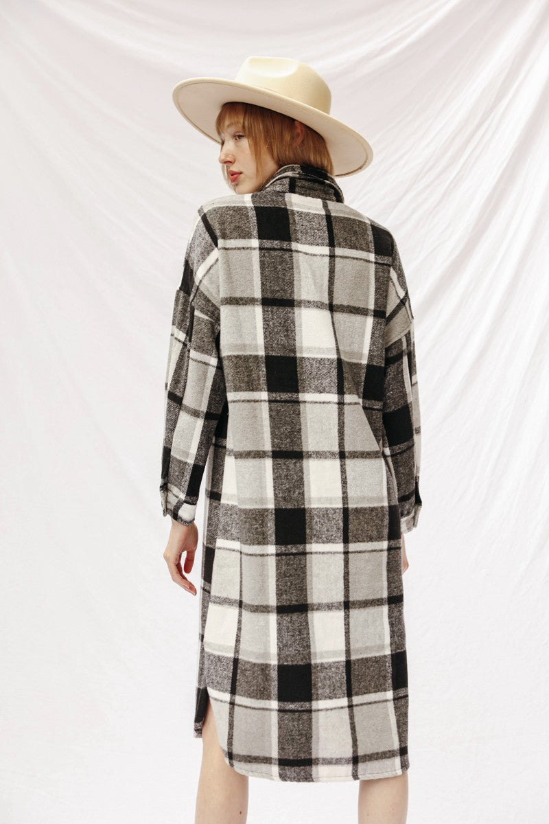 Long plaid coat jacket