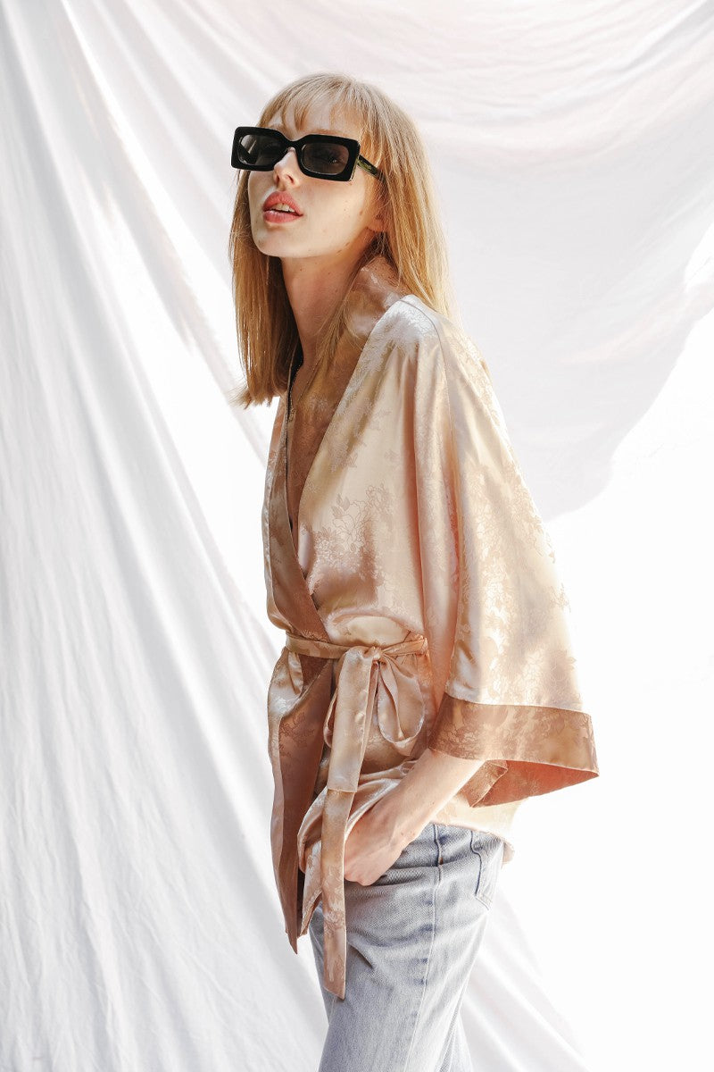 Tonal jacquard kimono