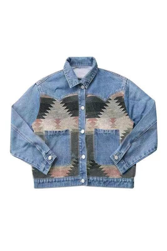 Contrast denim western jacket