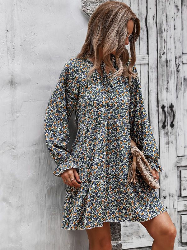 Long sleeve floral printed dress