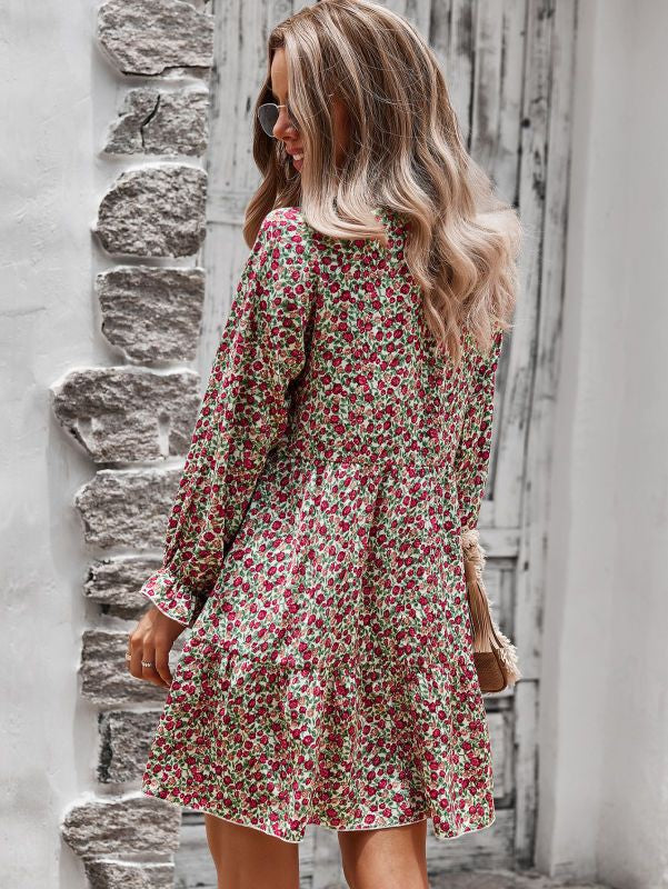 Long sleeve floral printed dress