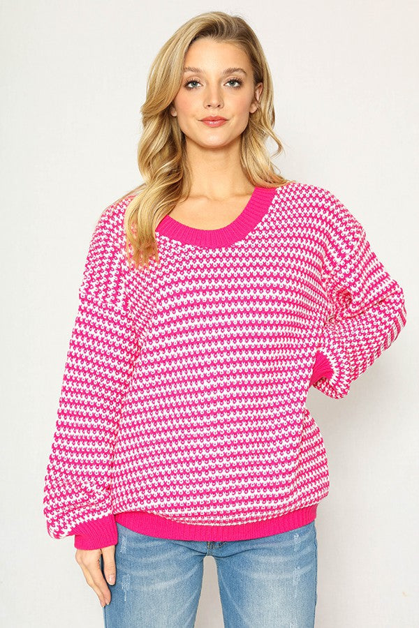 Striped long sleeve sweater