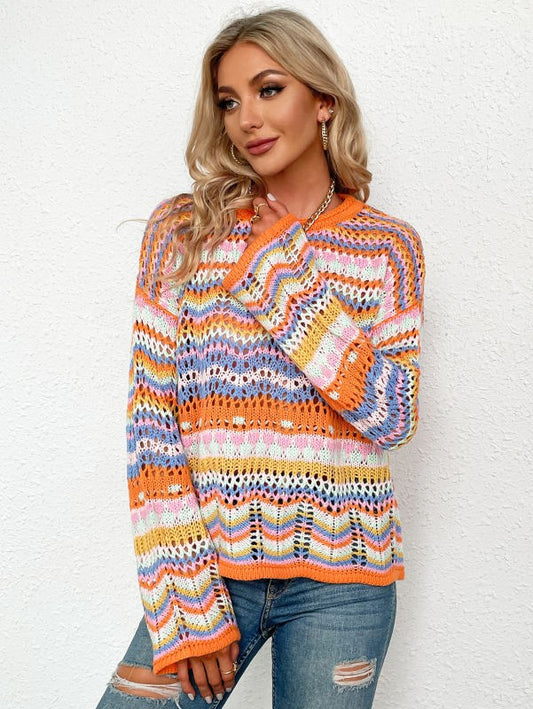 Crochet striped sweater