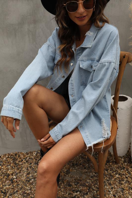 Distressed denim jacket