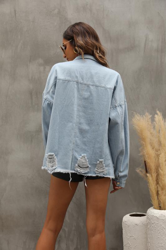 Distressed denim jacket