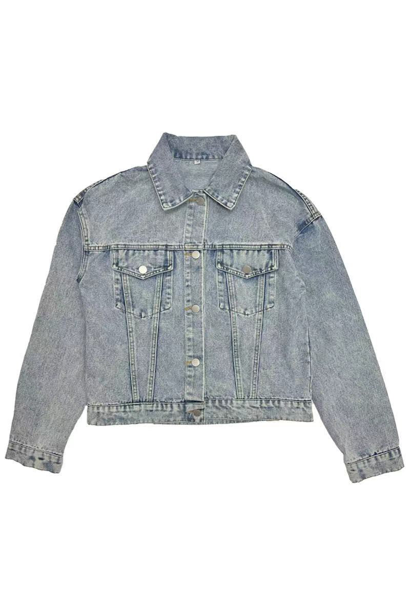 Smile embroidered denim jacket