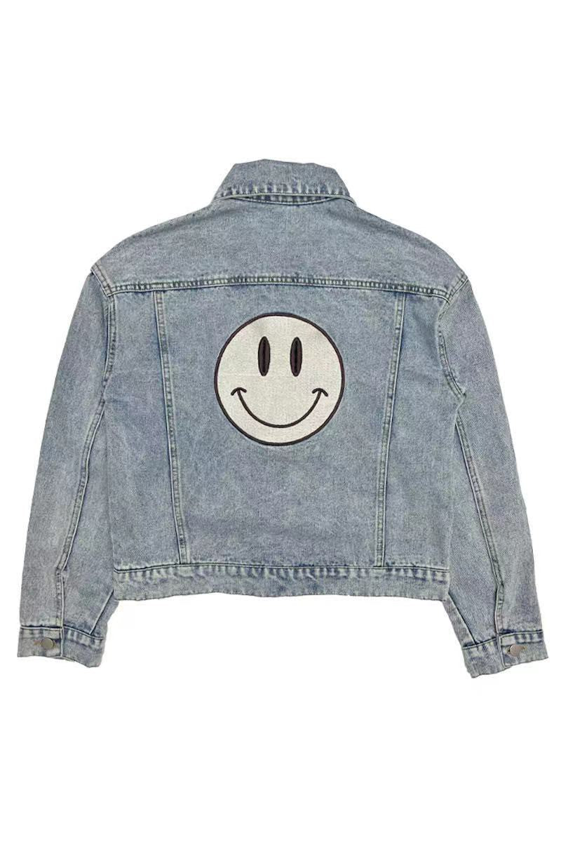 Smile embroidered denim jacket