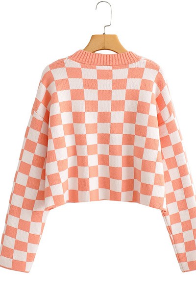 Cropped checkered sweater