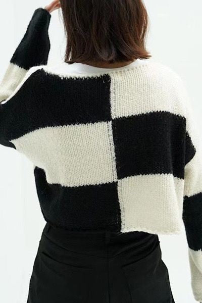 Checkered Cropped sweater