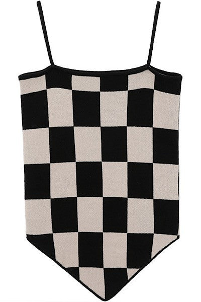 Knit Checker tank Top