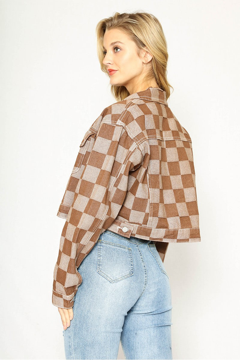 Checkered Denim Jacket