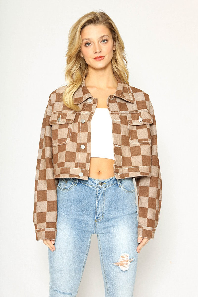 Checkered Denim Jacket