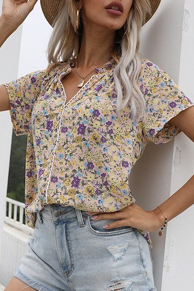 Floral button front blouse