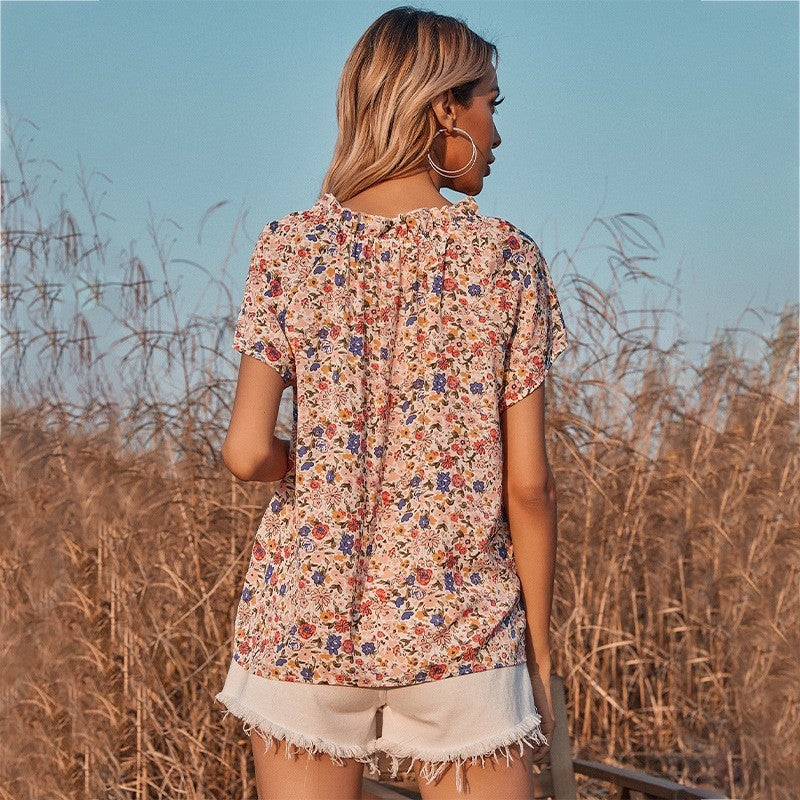 Floral button front blouse