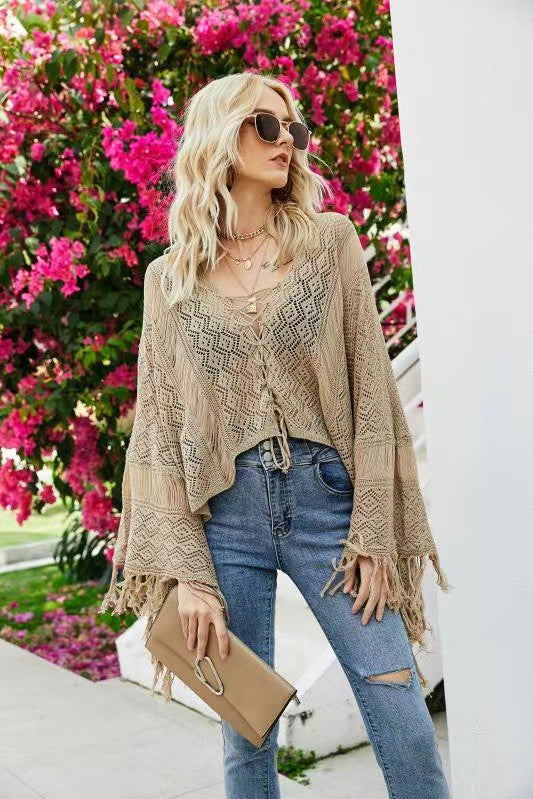 Long sleeve draped wing top