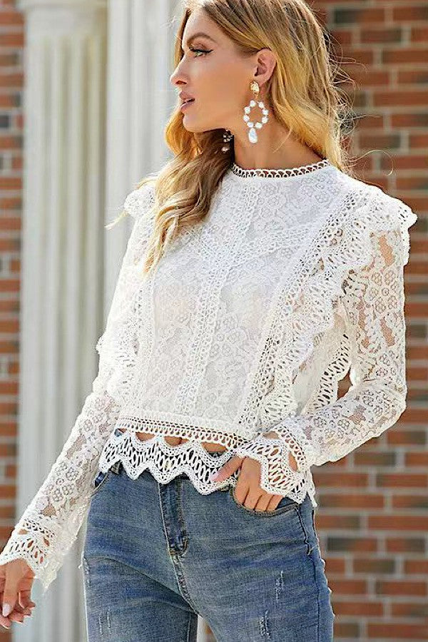 All over lace long sleeve blouse