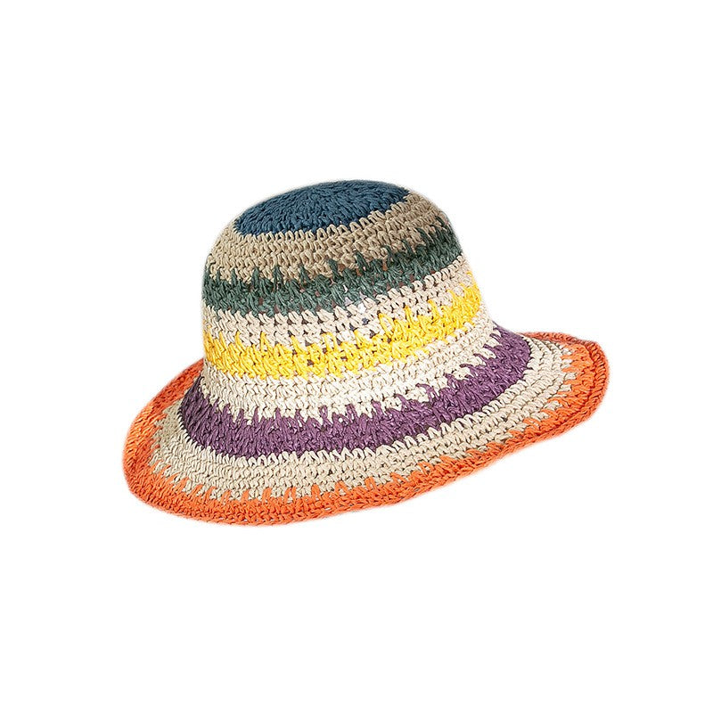 Multicolor straw bucket hat