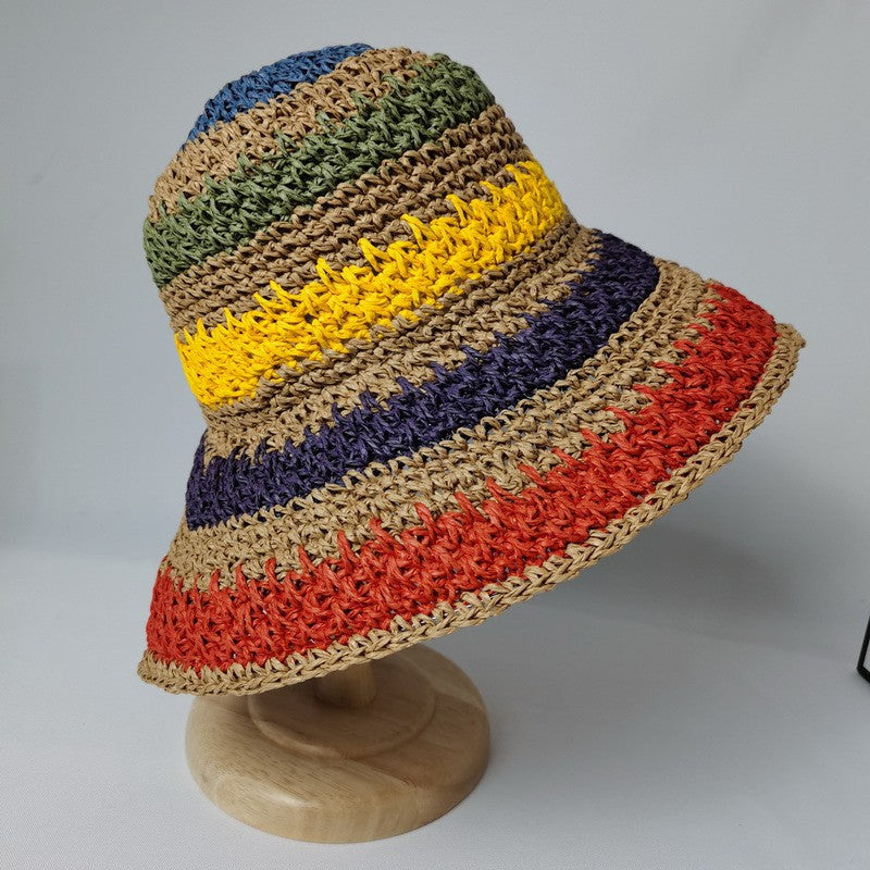 Multicolor straw bucket hat