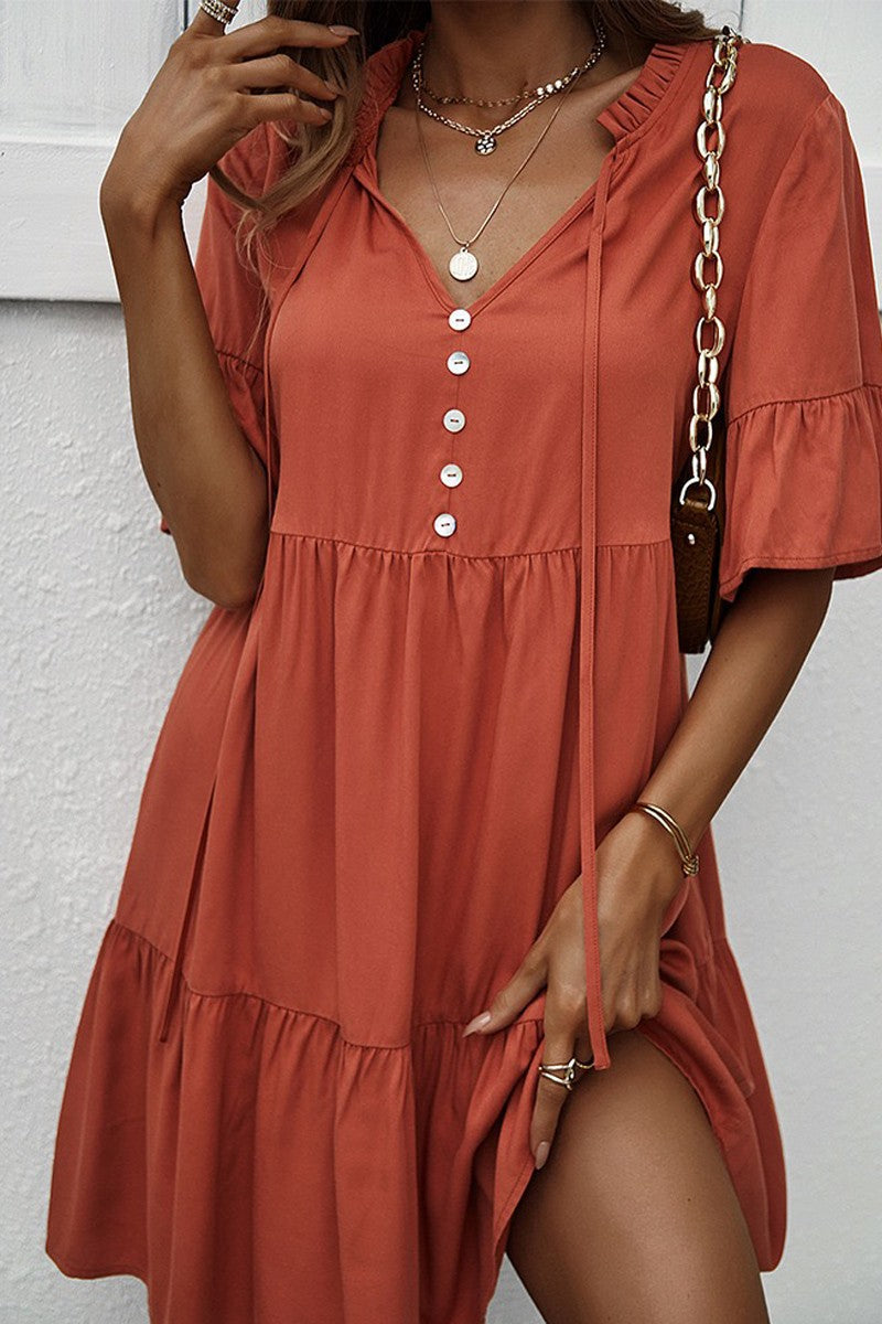 Button-up tiered dress