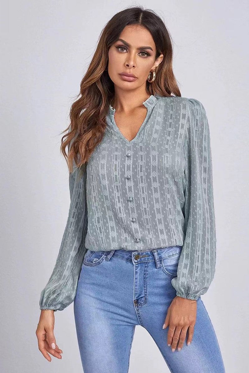 Long sleeve sheer blouse