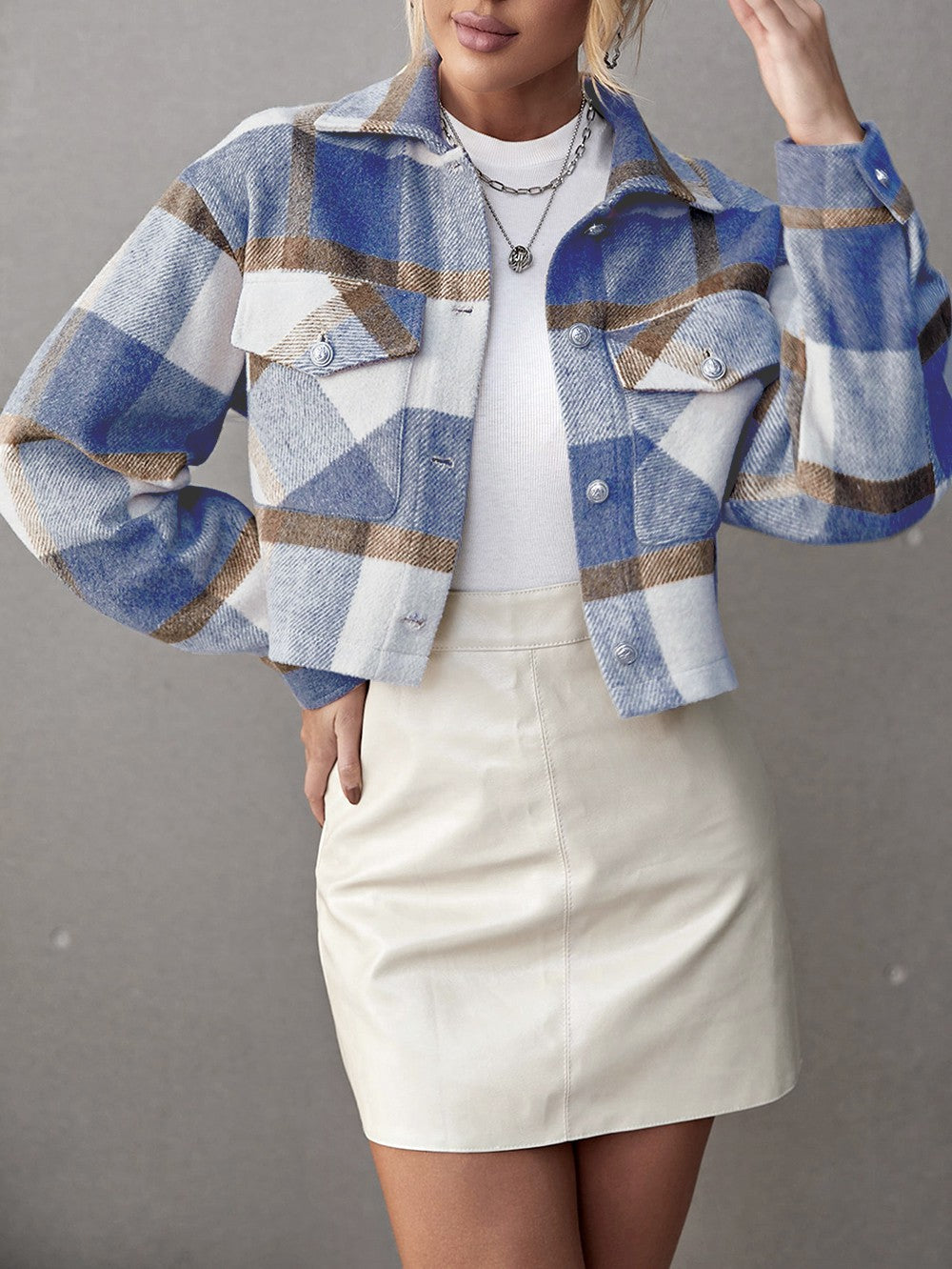 Cropped plaid jacket